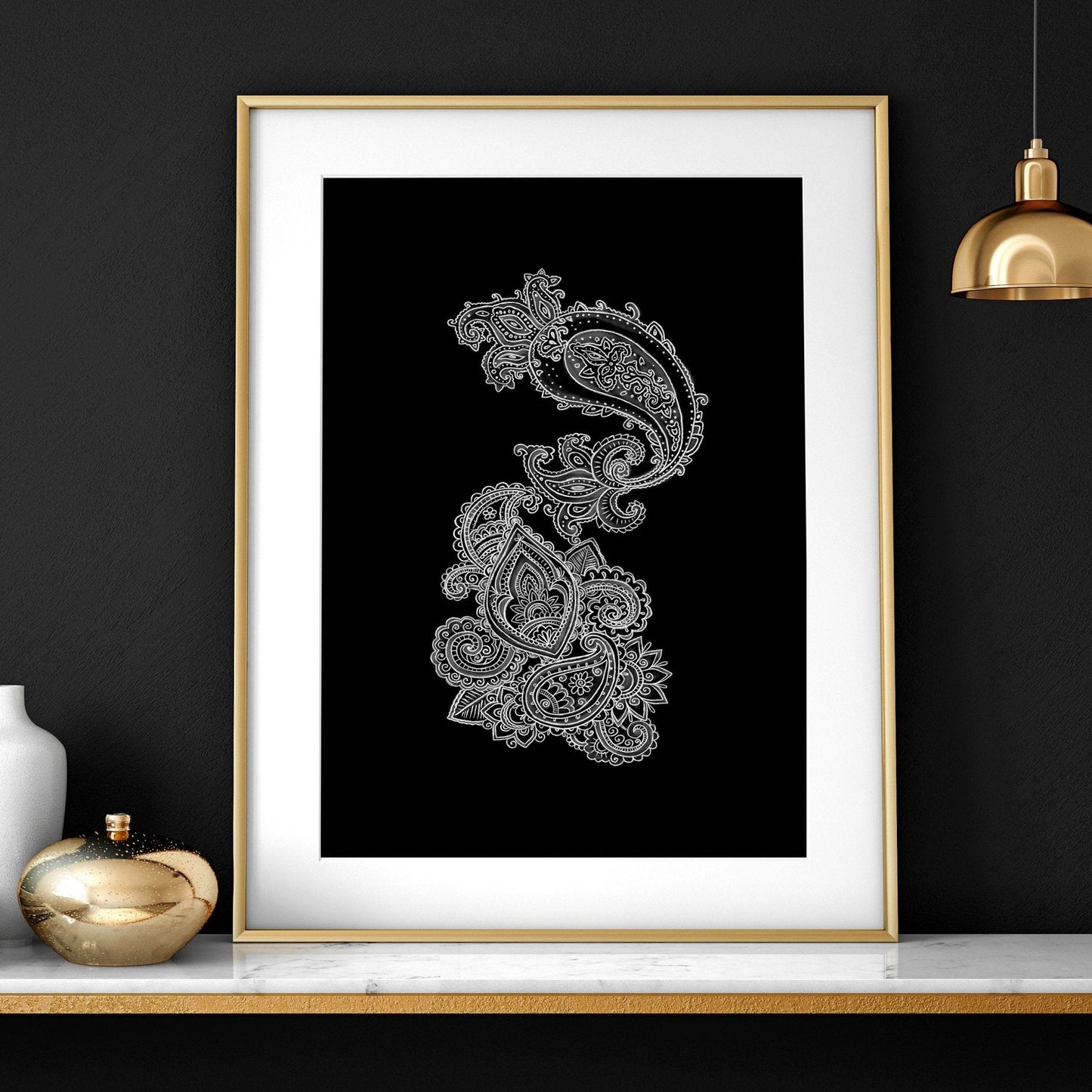 Wall Paisley Art bohemian | set of 3 framed wall art prints