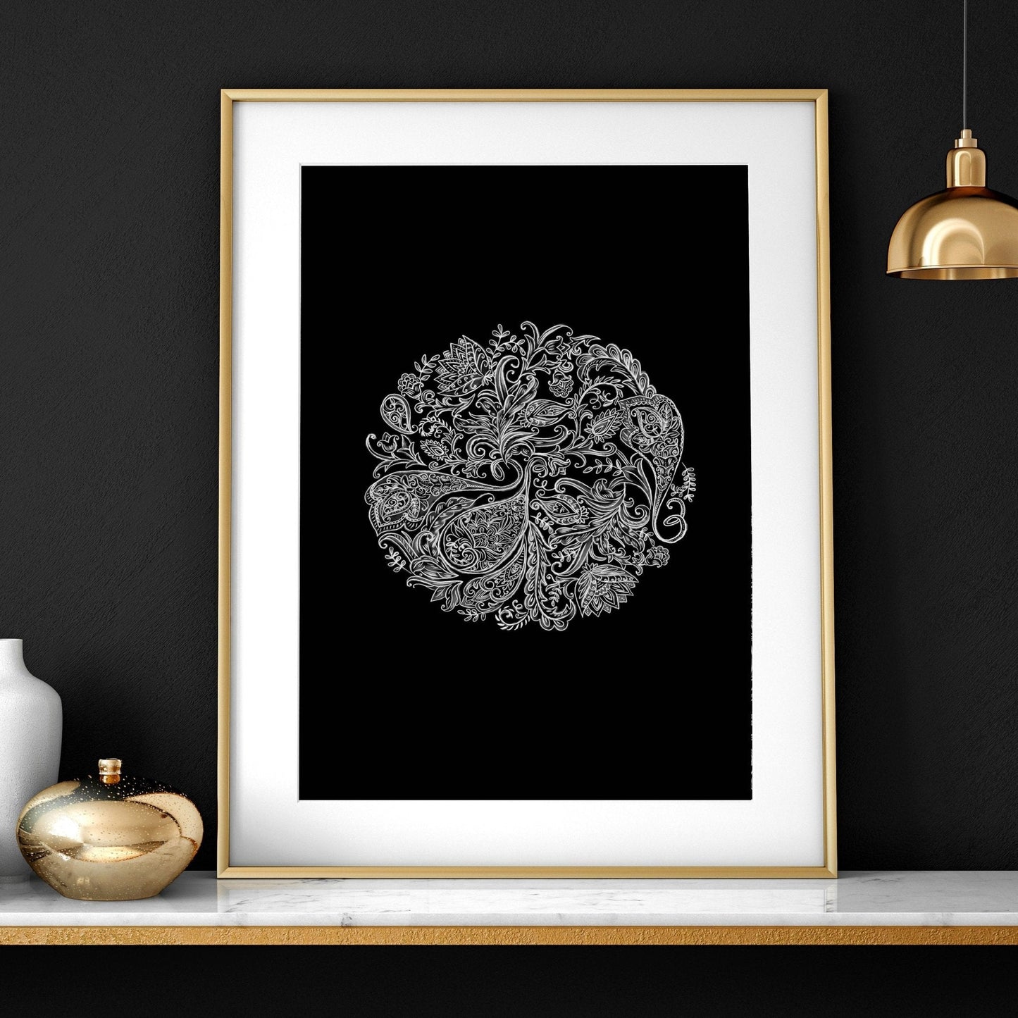 Wall Paisley Art bohemian | set of 3 framed wall art prints