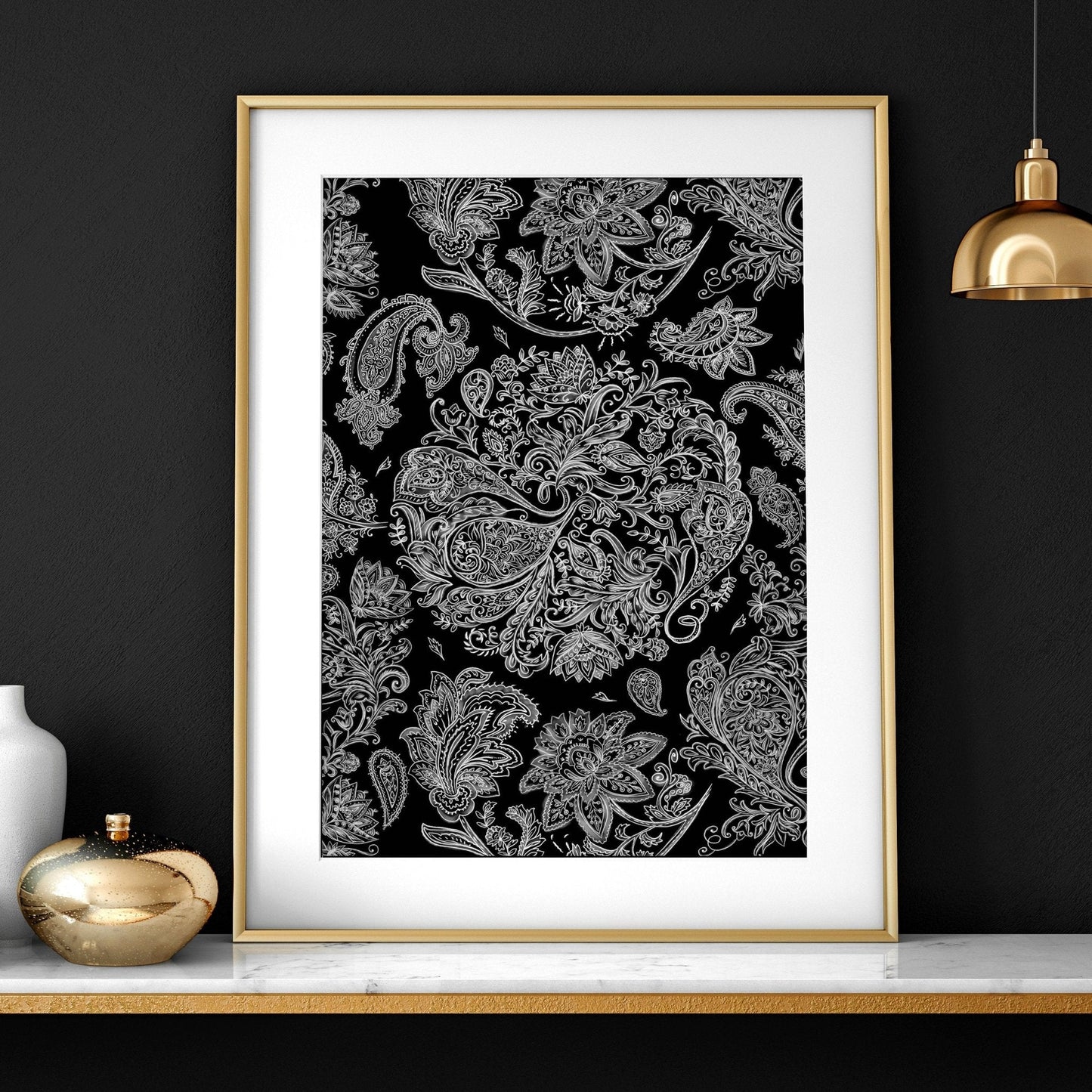 Wall Paisley Art bohemian | set of 3 framed wall art prints