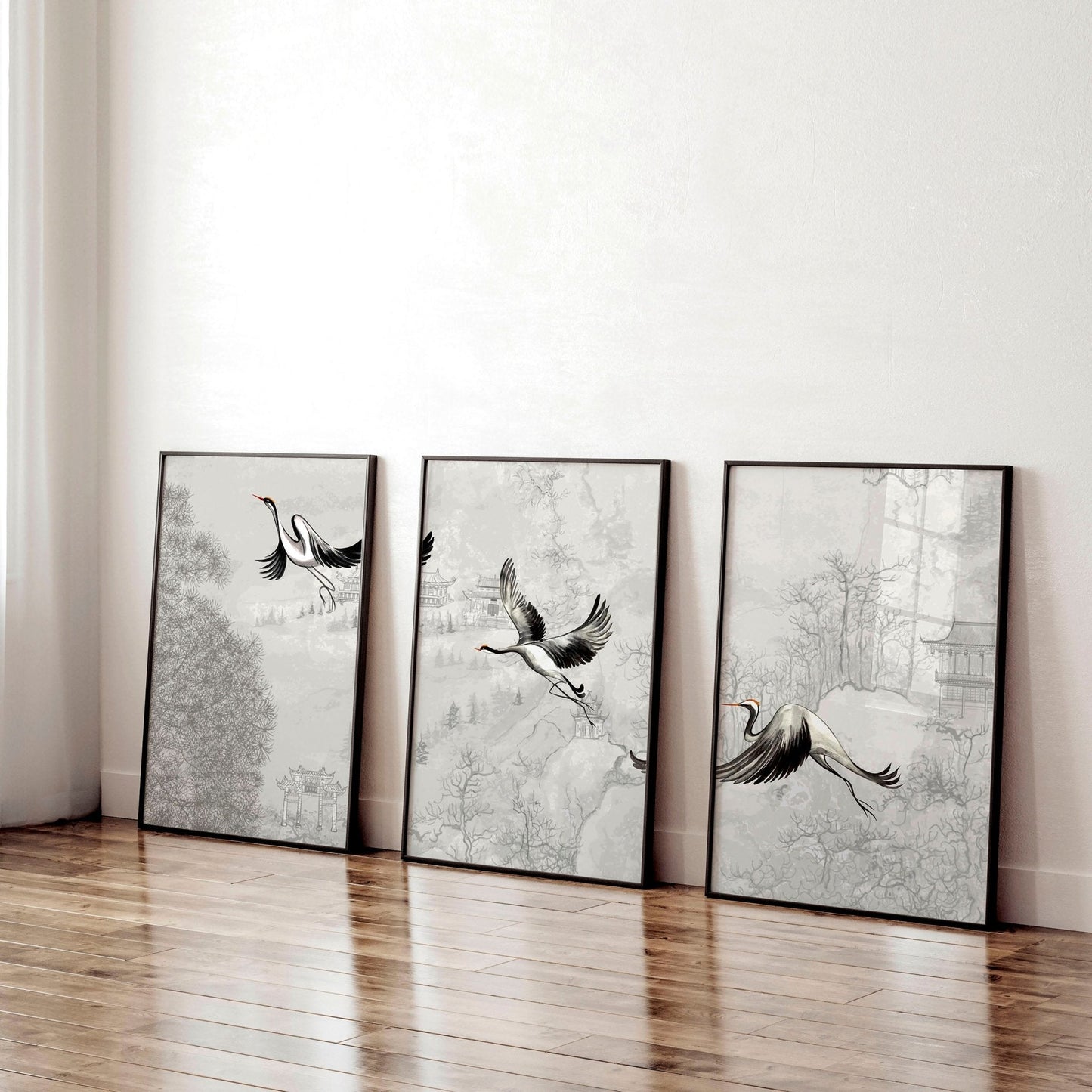 Cranes in Flight | Set of 3 wall art prints