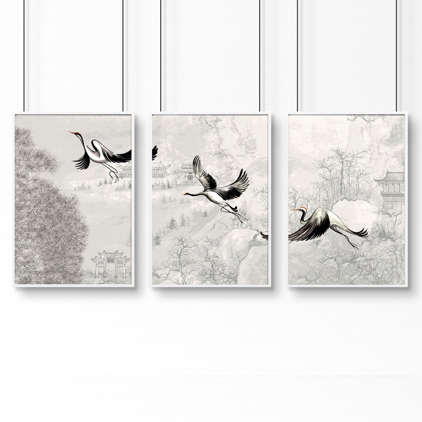 Cranes in Flight | Set of 3 wall art prints