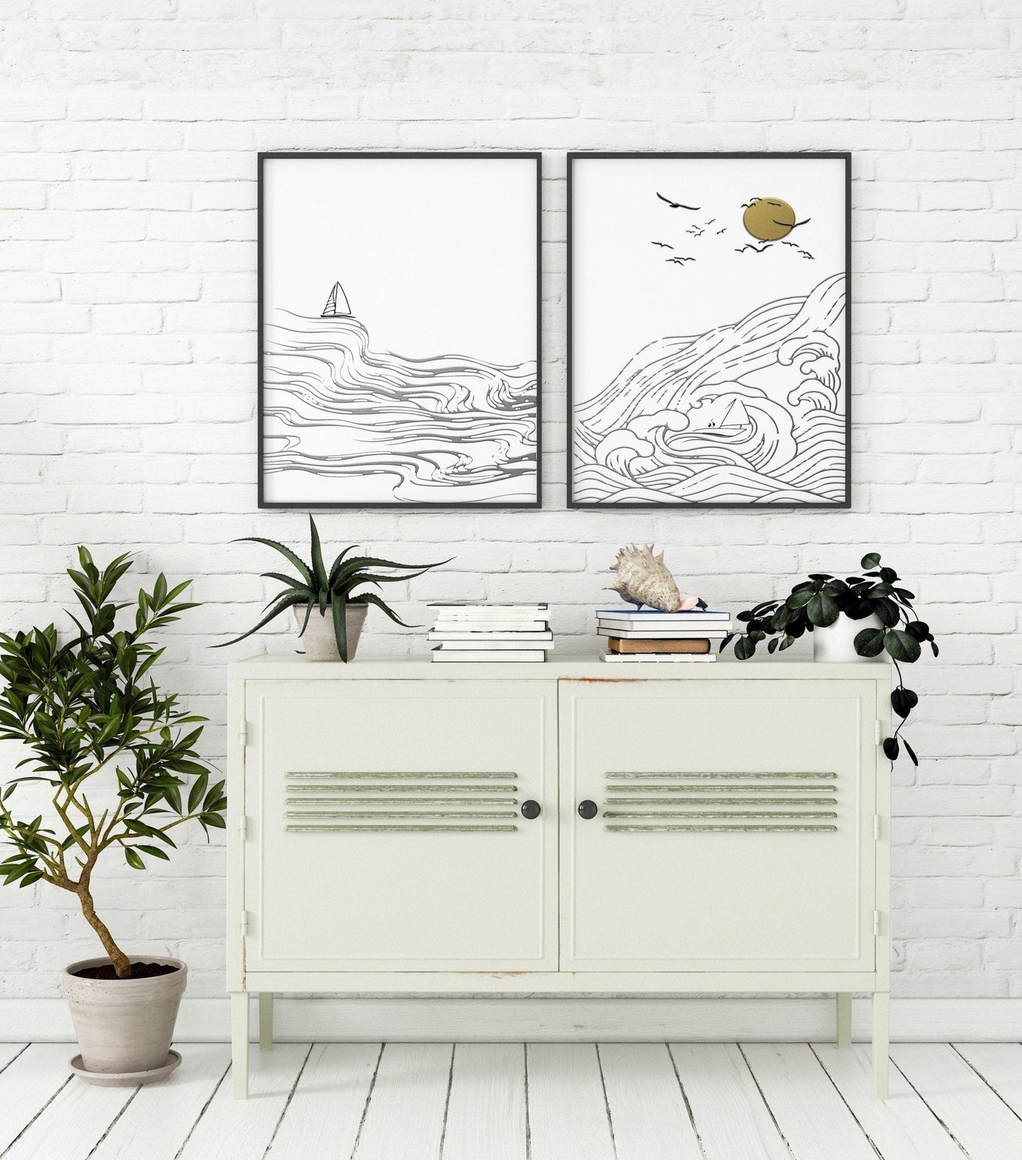 Subtle Paintings of Beach | Set of 2 wall art prints