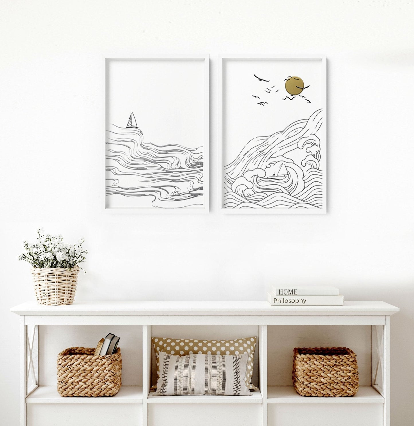 Subtle Paintings of Beach | Set of 2 wall art prints